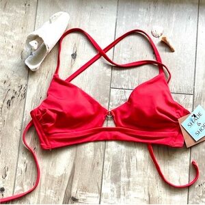 Red Strappy Bikini Top
